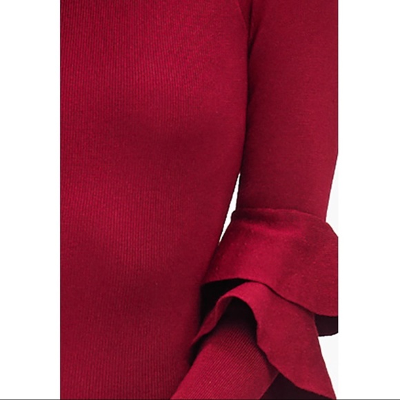 LAST 2! Red Ruffle Sleeve Knit Bodycon Dress - Picture 8 of 8